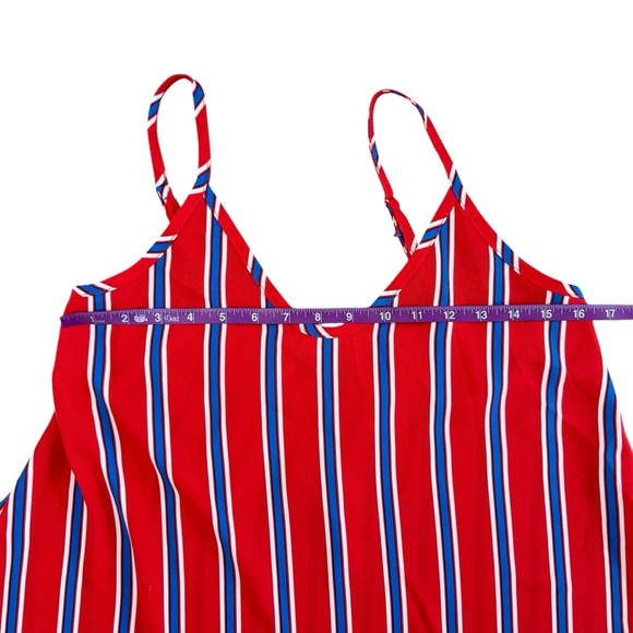 Vintage spaghetti strap top Striped Red white Blue Women's Top made in USA S 872 - Picture 4 of 10